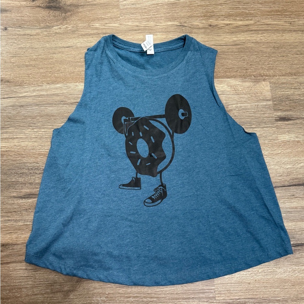 Weekend Gym Apparel - Donut - Weight Lifting - Blue Sleeveless Muscle Tee